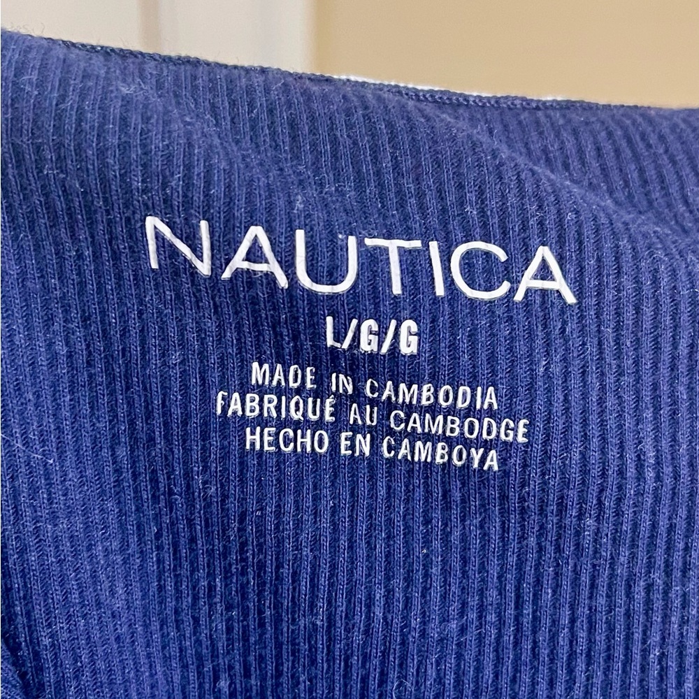 Nautica Pajama Set Navy and Pink Polka Dot Silky Stretch Fleece Size L - Picture 9 of 9